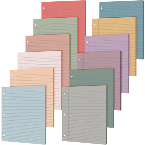PerKoop 600 Sheets Colored Loose Leaf Paper 8.5" x 11" college ruled Lined 3 Hole Punched notebook Filler Paper for 3 Ring Binders Office School Supplies (Retro Color) - color: Retro Color