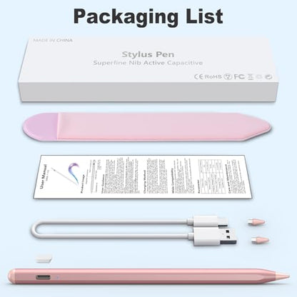 Stylus Pen for iOS&Android Touch Screens, Active Pencil for Samsung, Smart Digital Stylus Pens for Lenovo/Huawei/Vivo/Mi Tablets, iPhone/Google Pixel Smart Phones Drawing&Writing (Rose Gold) - color: Rose Gold
