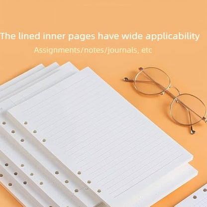 A5 College Ruled 6 Hole Cornell Refill Paper 160 Sheets 320 Pages | Thick horizontal lined paper, no ink bleed through, designed for Cornell note taking system - style: Ruled Lined Paper