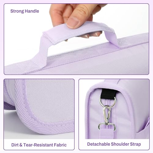 SUNEE Zipper Binder 3 Ring, 3 Inch O-Ring with Handle and Shoulder Strap, 600-Sheet Capacity, 5-Tab Expanding File Folder, Multi-Pockets for Middle School Organizer Binder with Zipper, Lavender Purple - color: Lavender Purple
