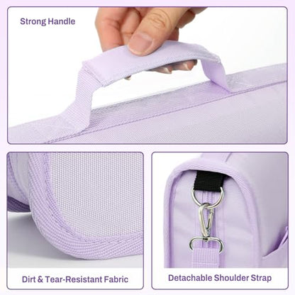 SUNEE Zipper Binder 3 Ring, 3 Inch O-Ring with Handle and Shoulder Strap, 600-Sheet Capacity, 5-Tab Expanding File Folder, Multi-Pockets for Middle School Organizer Binder with Zipper, Lavender Purple - color: Lavender Purple