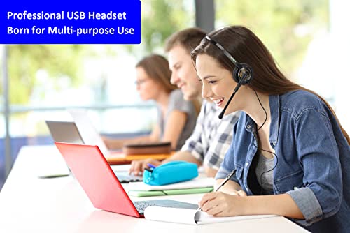USB Headset with Microphone Noise Cancelling and Volume Controls, Computer PC Headphone with Voice Recognition Mic Works for Dragon Teams Zoom Skype Softphones Conference Calls Online Education etc - color: Multi-Purpose USB Headset Duo KML02DUSB