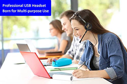 USB Headset with Microphone Noise Cancelling for PC, Computer Laptop Headphone with Mic In-Line Control for Office Softphones Teams Business Skype Zoom Conference Calls Online Course Voice Recognition - color: Multi-Purpose USB Headset Mono KML02USB