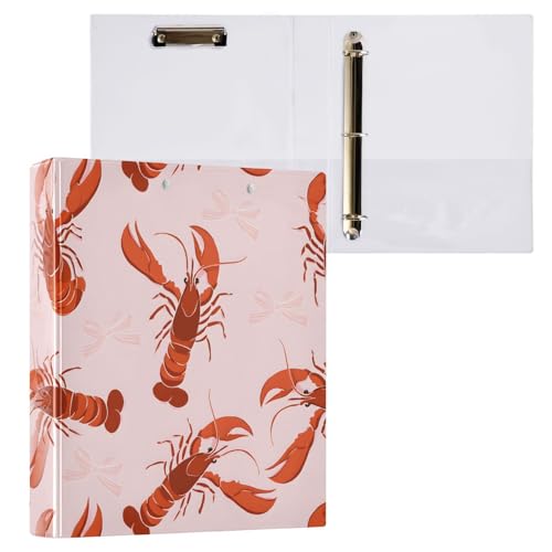 ALAZA 3 Ring Binder Cute Red Lobster Clipboard Round Ring Binder Holds 1.5 Inch Three Binders Heavy Duty Binders for Office Supplies, 1Pack - color: Multicolored