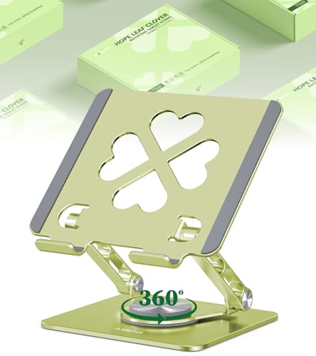 Tablet Stand for iPad, 360° Rotating Aluminum Desktop Holder – Adjustable & Foldable Desk Stand Compatible with iPad Pro 12.9/11, Air 10.9, Portable for Home Office,Sage Green - color: Sage Green