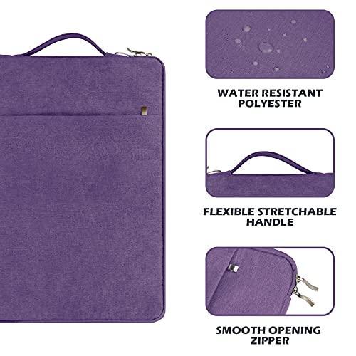 RAINYEAR 15 inch Laptop Sleeve Carrying Case with Handle & Pocket, Purple | Protective Padded Polyester Laptop Sleeve Case Briefcase for 15 Inch MacBook Air/Pro , 15 inch Surface Laptop 3/4 - color: Purple, size: 15"-15.4"