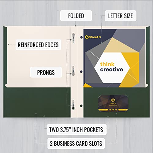 Better Office Products Dark Green 2 Pocket Folders with Prongs, 50 Pack, Letter Size, Matte Texture, 8.5 x 11 Inch - color: Dark Green