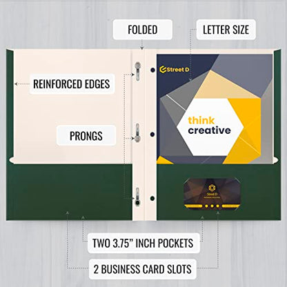 Better Office Products Dark Green 2 Pocket Folders with Prongs, 50 Pack, Letter Size, Matte Texture, 8.5 x 11 Inch - color: Dark Green