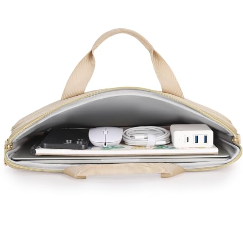 DOMISO 17 inch Laptop Sleeve Protective Case Cover Compatible with 17-17.3 inch HP Dell ASUS Lenovo Chromebook,Waterproof Computer Cases Bag with Shoulder Strap,Beige - color: Beige, size: 17 inch