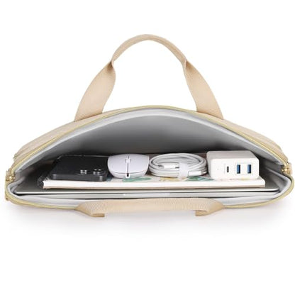 DOMISO 17 inch Laptop Sleeve Protective Case Cover Compatible with 17-17.3 inch HP Dell ASUS Lenovo Chromebook,Waterproof Computer Cases Bag with Shoulder Strap,Beige - color: Beige, size: 17 inch