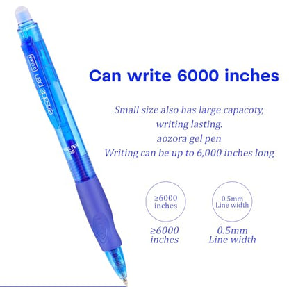 12 Pack Clicker Erasable Gel Pens, Fine Point (0.5mm), Blue Ink with Eraser, Make Mistakes Disappear, Soft Grip for Students, Writing, Note Taking, School & Office Supplies - color: 12 Blue