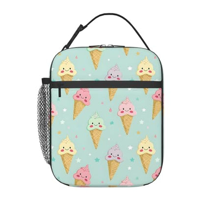Insulated Lunch Box for Kids Boys Girls, Reusable Lunch Bag for School, Office, Work, Picnic, Travel, Ice Cream Cones Lunch Box - color: lunch box 105