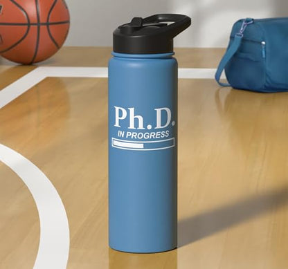 PhD in Progress Doctorate Student PhD Candidate Future Dr Stainless Steel Insulated Water Bottle - color: Light Blue