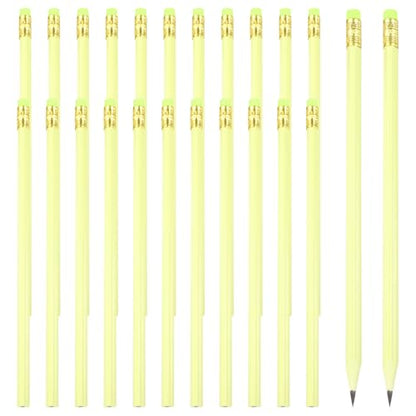 PATIKIL Round Pencils, 24 Pcs Triangle HB Graphite Pencil Wooden Pencils with Eraser for Classroom Office Writing Drawing Supplies, Yellow - color: Yellow, size: 1 Count (Pack of 24)