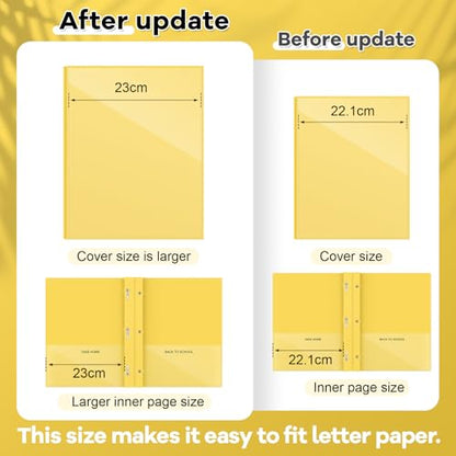 Henoyso 24 Pcs Plastic Folders with Clear Front Pocket and 3 Prong Take Home Plastic 2 Pocket Folder Back to School for Students Parent Teacher Communication for School Office (Yellow) - color: Yellow