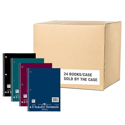 Roaring Spring College Ruled 3 Subject Notebook, Wirebound Writing Notebook, 24 Pack, 120 Sheets, 8 x 10.5 Inches, Made in USA, Ideal for Students, School, & Office - size: 3 Subject