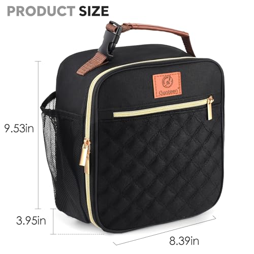 Genteen Kids Lunch Box Insulated Soft Mini Cooler with Bottle Holder, Lightweight Reusable Easy-Clean Lunch bag for Girls, Boys Back to School-Black - color: Black