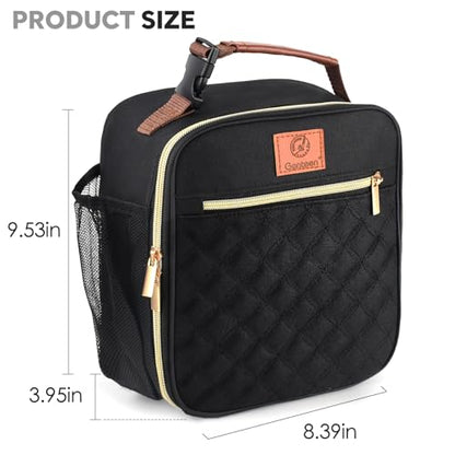 Genteen Kids Lunch Box Insulated Soft Mini Cooler with Bottle Holder, Lightweight Reusable Easy-Clean Lunch bag for Girls, Boys Back to School-Black - color: Black