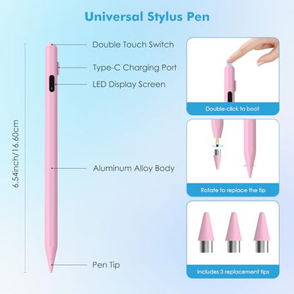 Moko Universal Capacitive Stylus Pencil for Touch Screen, Pink - color: Pink