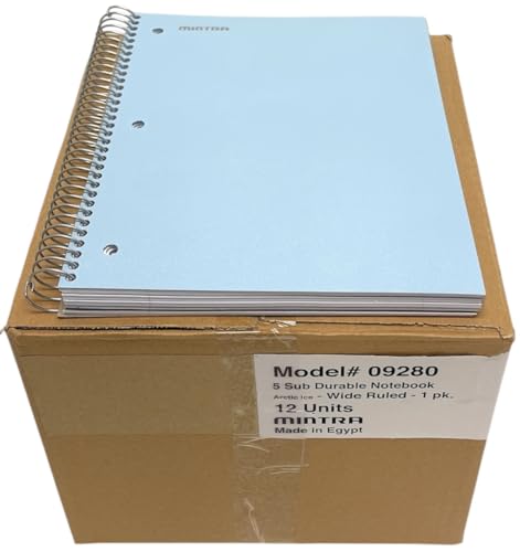 Mintra Office Durable Spiral Notebooks, 5 Subject (Arctic Ice, Wide Ruled 12pk) - color: Arctic Ice, size: Wide Ruled 12pk