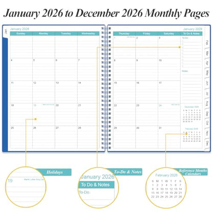 Daily Planner 2026 Full Page Per Day- 2026 Daily & Monthly Planner from January 2026 to December 2026, Day Planner 2026 with 12 Months Tabs, 8.5" x 11", Blue - color: Blue, size: 8.5" x 11"