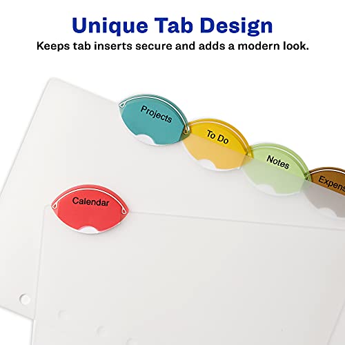 Avery Insertable Style Edge Plastic Mini Dividers for 3 Ring Binders, 5.5" x 8.5", 5-Tab Set, Multicolor, 1 Set (11118)