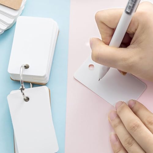 SHINEOFI 4pcs Simple Style Blank Words Flashcards with Binder Rings Paper Memo Cards for Students Writing Words and Listing Ideas Travel Diaries