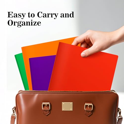6-Pack Plastic Folders with Pockets and Prongs, 2-Pocket Folders with 3 Fasteners, Holds 8-1/2" x 11" Paper for School/Office/Home, Red - color: Red, size: 6-Pack
