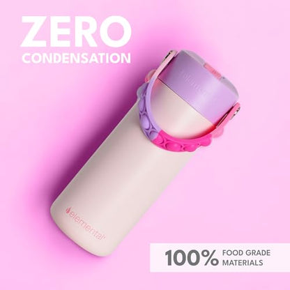 Elemental Insulated Kids Water Bottle, Stainless Steel Water Bottle with Straw Lid & Pop-It Handle, Leak-Proof Water Bottles for School, Boys or Girls, Travelling and Sports, 18oz - Pink Tie Dye - color: Pink Tie Dye