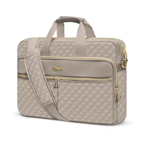 MOSISO 13-14 inch Laptop Bag, Laptop Briefcase Messenger Compatible with MacBook Neo 13 inch/Air 13.6/13 /Pro 13/14, Square Quilted Computer Bag Work Office Business with 3 Pockets&Strap, Taupe Brown - color: Taupe Brown, size: 13.3 inch