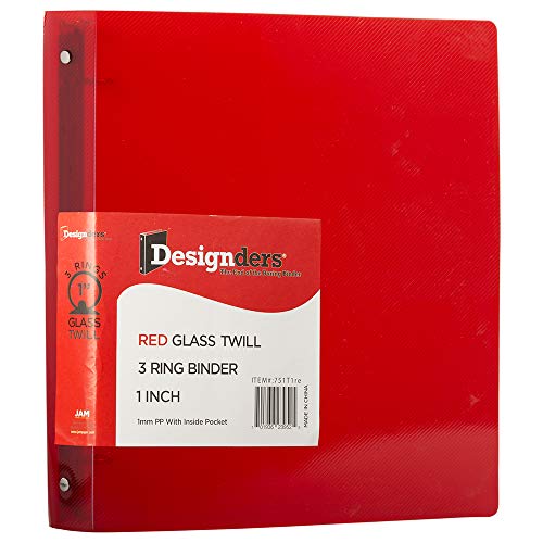 JAM PAPER Plastic 1 inch Binder - Red 3 Ring Binder - Sold Individually - color: Red, size: 1 inch