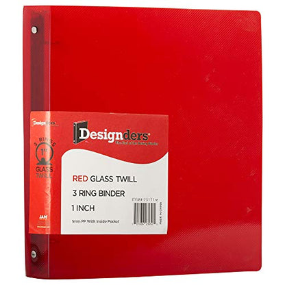 JAM PAPER Plastic 1 inch Binder - Red 3 Ring Binder - Sold Individually - color: Red, size: 1 inch