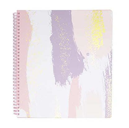 Steel Mill & Co Cute Large Spiral Notebook College Ruled, 11" x 9.5" with Durable Hardcover and 160 Lined Pages, Pastel Brush Strokes - color: Pastel Brush Strokes