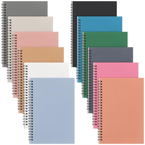 Fuutreo 12 Pcs Spiral Notebook for Work A5 8.3 x 5.7 Inch College Ruled Spiral Journal Notebook Kraft Cover Ruled Paper, 12 Color, 60 Sheets, 120 Pages for Office School (Office Color,Classic) - color: Office Color