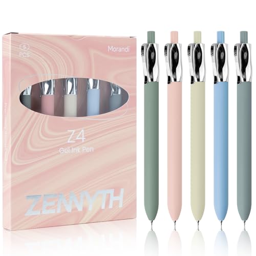YOXMJDB 5 Pcs Gel Pens, 0.5mm Black Ink Fine Point Quick-Drying Retractable Pens with Metal Clip, Smooth Writing Pens for School & Office, Journaling & Note Taking (5 Pcs Z4 Morandi) - color: 5 Pcs Z4 Morandi