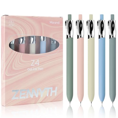 YOXMJDB 5 Pcs Gel Pens, 0.5mm Black Ink Fine Point Quick-Drying Retractable Pens with Metal Clip, Smooth Writing Pens for School & Office, Journaling & Note Taking (5 Pcs Z4 Morandi) - color: 5 Pcs Z4 Morandi