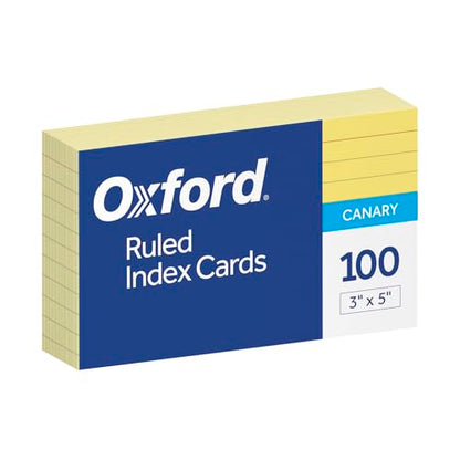 Oxford Ruled Color Index Cards, 3" x 5", Canary, 100 Per Pack (7321 CAN) - size: 100 Count (Pack of 1)
