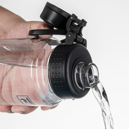 Fanhaw 32 oz Clear BPA-Free Tritan Water Bottle with Fast-Flow Spout Lid, BPA-Free & Leak-Proof Wide-Mouth Reusable Bottle for Gym, School & Office, Back to School Essentials (Clear&Black) - color: Clear&Black, style: 32 Ounces