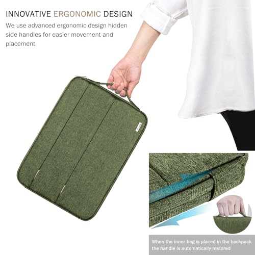 Voova 15.6 16 Inch Laptop Sleeve Case Compatible with MacBook Pro 16 M1/M2/M3/M4 Max 2019-2025, 15.6-16” Hp Lenovo Acer Asus, Waterproof Slim Computer Bag Cover with Handle, Army Green - color: Army Green, size: 15.6-16 Inch