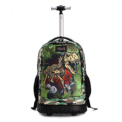 Tilami Rolling Backpack 19 inch Wheeled Cute LAPTOP Boys Girls Travel School Student Trip, Dinosaur - color: Dinosaur