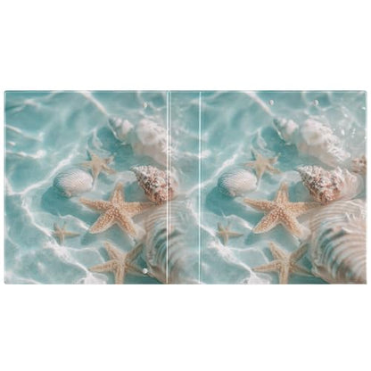 Blue Beach Seashells and Starfish Binder 3 Ring 1.5 Inch Binder with Clipboard&Pockets, Hardcover Binders Heavy Duty Large File Folder for Office School Supplies - Holds 200 Sheets - color: Beach Seashells and Starfish, size: 1 Pack-12.4x10.63in