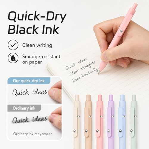 ACEES 6Pcs Gel Pens 0.5mm Fine Point Black Ink Pens With Smooth Writing,Quick Dry Pens For Journaling,Valentines Day Office Writing Supplies for Women Nurse(Macaron) - color: Macaron