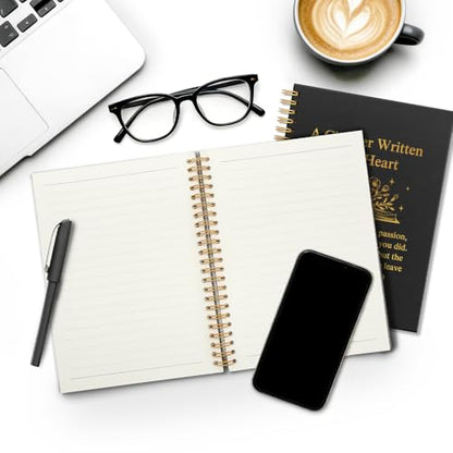 A Chapter Written with Heart Black Golden Horizontal Lined Spiral Notebook, Wildflowers Graduation Retirement Notebook, New Job Going Away Gifts for Coworker Boss, Divorced Gifts for Coworker - style: A Chapter