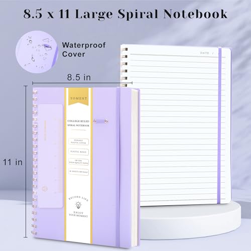 Yoment Spiral Notebook 8.5 x 11 A4 Large Notebooks for Work College Ruled Journaling Notebooks, 100 GSM Paper, Spiral Bound Journal for School Note Taking Writing, A4 Purple - color: Purple, style: D - Line - A4