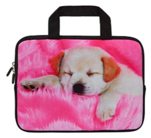 14 15 15.4 15.6 inch Laptop Handle Bag Computer Protect Case Pouch Holder Notebook Sleeve Neoprene Cover Soft Carrying Travel for Dell Lenovo Toshiba HP Chromebook ASUS Acer (Sleeping Dog) - color: Sleeping Dog
