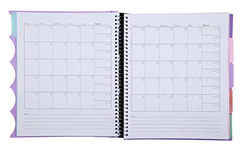 Mintra Office Durable PREMIUM Spiral Notebook, ((Lavender, 5 Subject (8.5in x 11in)) - Fabric Covered Coils, No Snags, College Ruled, Adjustable PocketDividers, Ruler, Organization, Student, School - color: Lavender, size: 5 Subject (8.5in x 11in)