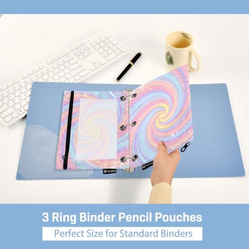 Gredecor 3 Ring Binder Pencil Pouch, Aesthetic Gradient Swirl Zippered Pen Case Pouches with Clear Window, 2 Pack Stylish Office & School Supplie - color: Aesthetic Gradient Swirl