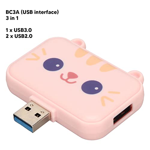 3 in 1 Cute USB Hub, USB A to USB3.0 and USB2.0X 2 Adapter, 5Gbps Multiport USB Docking Station, USB Data Splitter, for Laptop and PC, Girls Student Gift ()