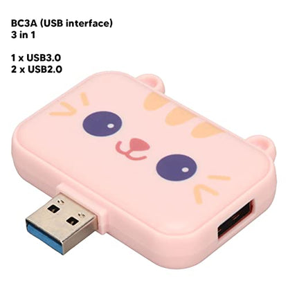 3 in 1 Cute USB Hub, USB A to USB3.0 and USB2.0X 2 Adapter, 5Gbps Multiport USB Docking Station, USB Data Splitter, for Laptop and PC, Girls Student Gift ()