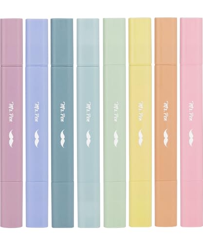 Mr. Pen- Aesthetic Highlighters No Bleed Through, Assorted Color, 8pcs | Dreamfield, Dual Tip for Journaling Supplies and School Accessories, Cute Highlighter, Bible Highlighters, No Bleed - color: Dreamfield
